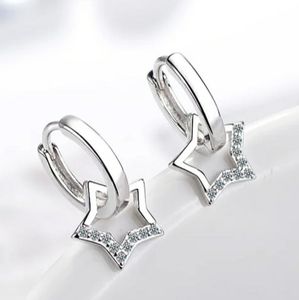 NEW 925 STERLING SILVER PLATED STAR HUGGIE HOOPS